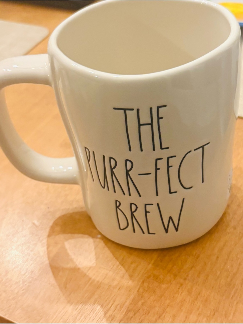 Rae Dunn Double Sided "The Purr-fect Brew" Ceramic Coffee Mug - Cute Cat Quote